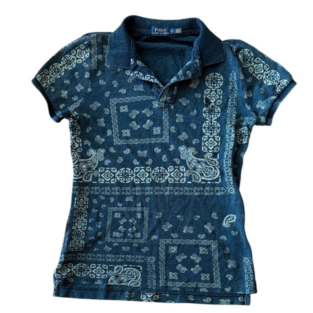 Polo Ralph Lauren Bandana Paisley Polo Shirt Mens Navy Blue
